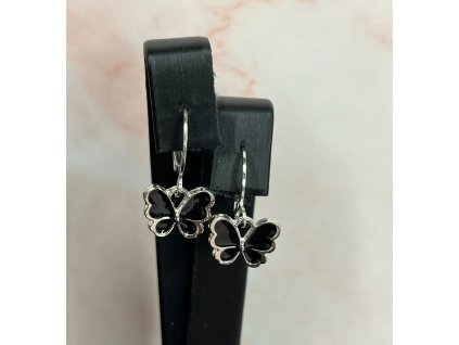 Soft Glow Butterfly fülbevaló  – fehér / fekete pillangó fülbevaló