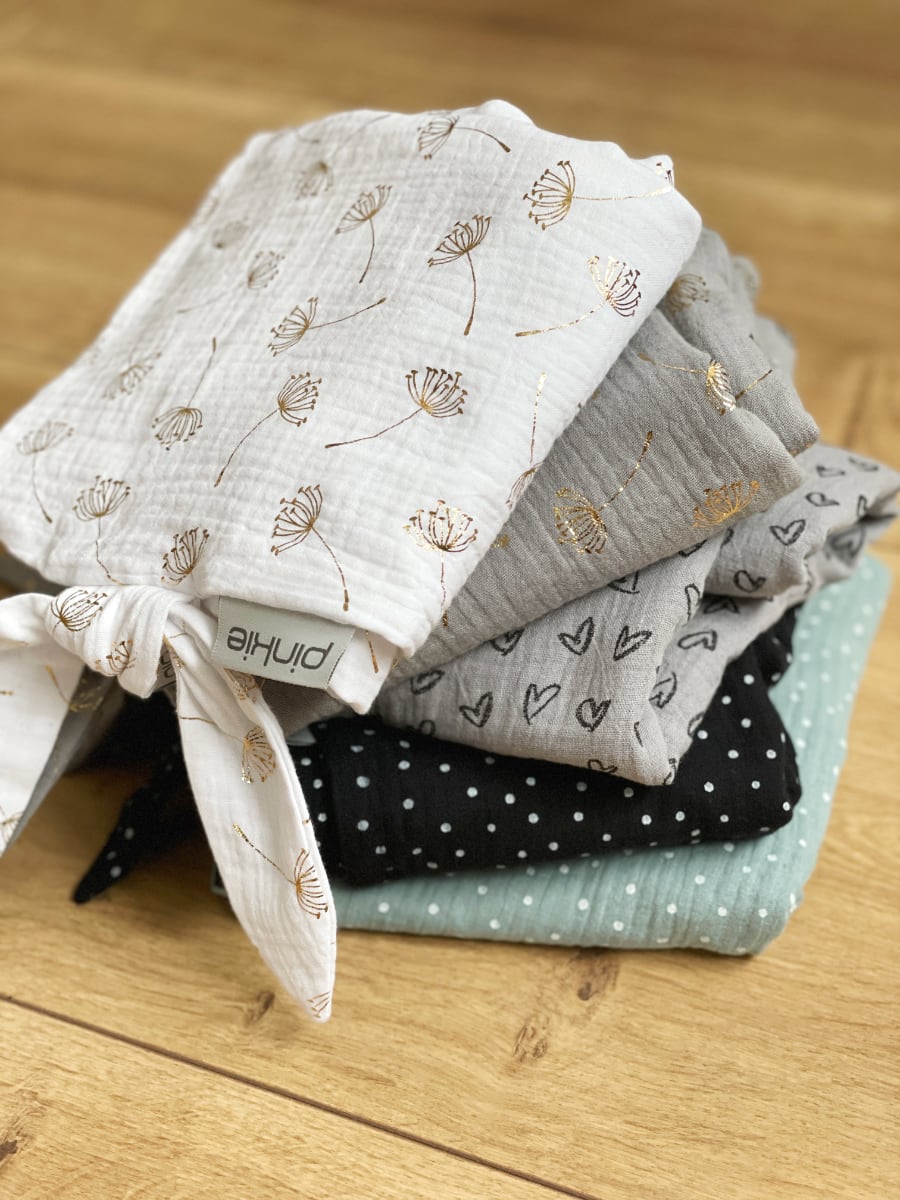 letní deka Muslin Flower Grey