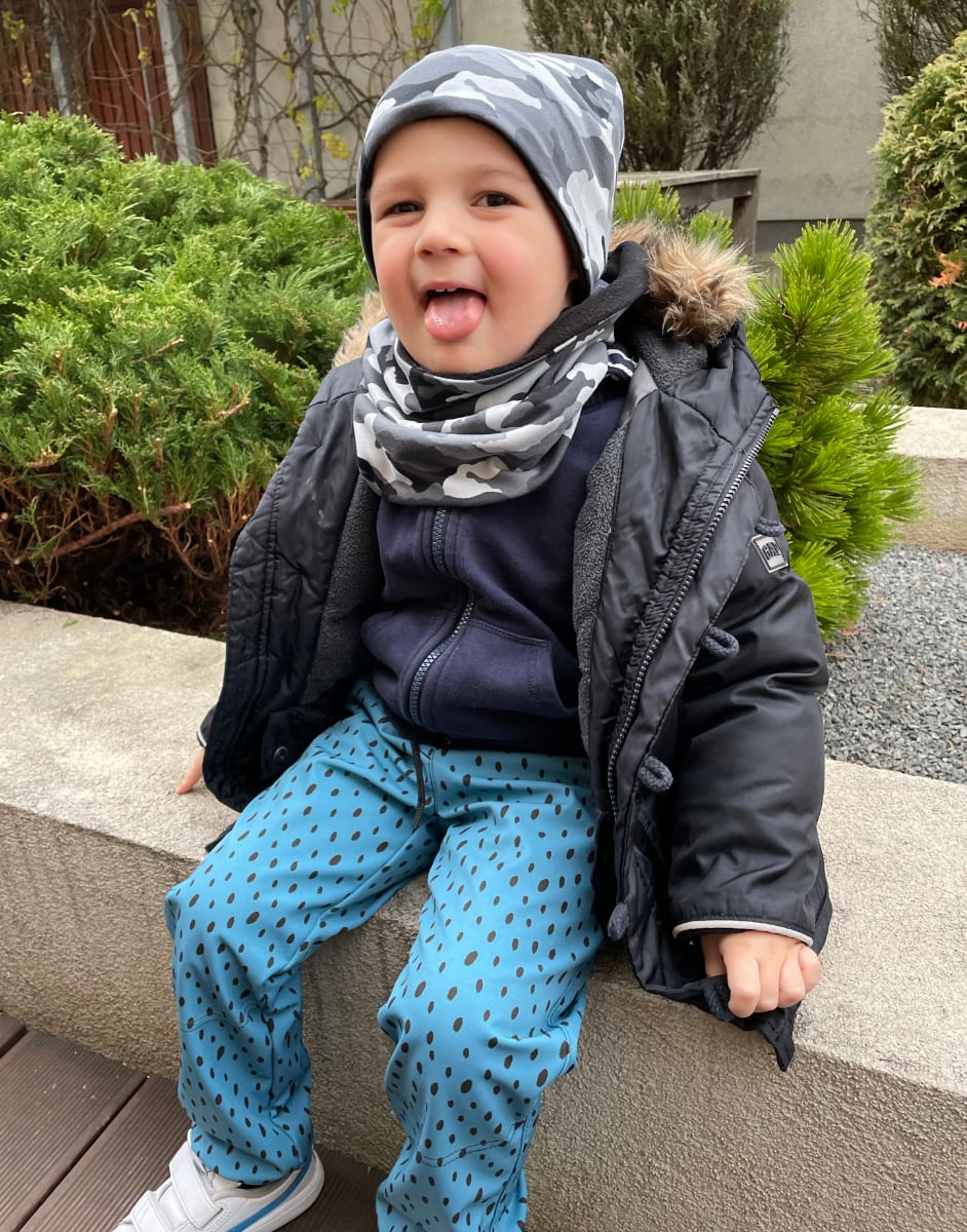 softshellové kalhoty Dots Blue Varianta / velikost: 86-92