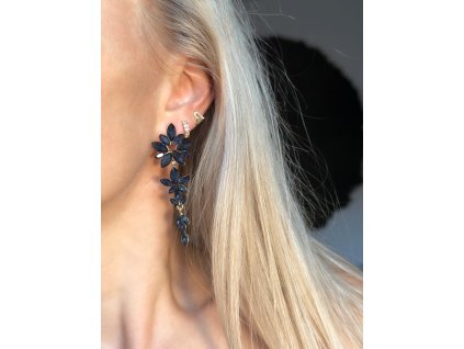 Kamienkové náušnice Flower dark blue