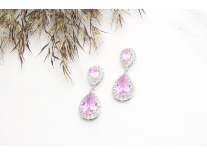 Exkluzívne náušnice Addison Crystal Quality Pink