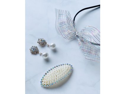 Sponka perly s farebnými kamienkami