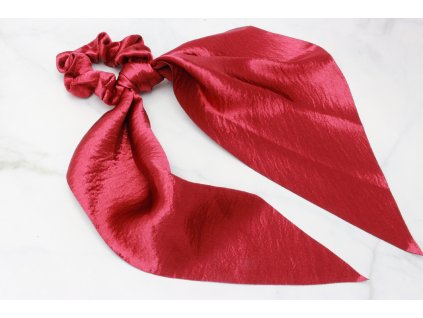 Vínová scrunchie s výraznou mašľou