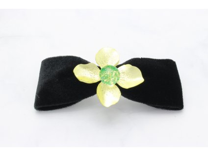 Semišová mašľa Green Flower