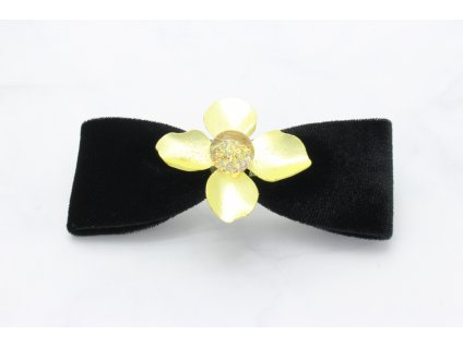 Semišová mašľa Gold Flower