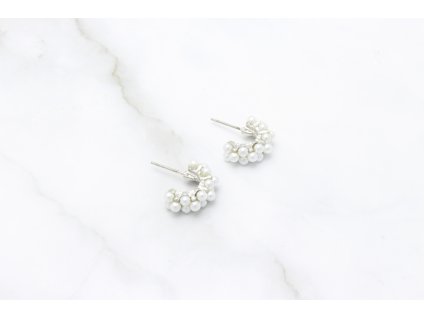 Trendy perlové polkruhy Mini Silver