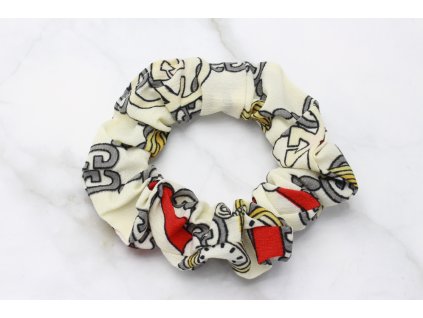 Scrunchie Biela vzorovaná