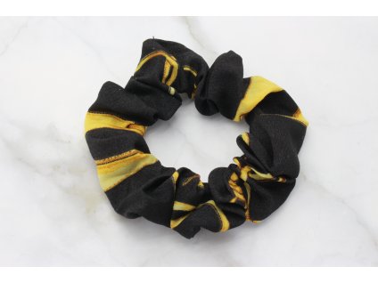 Scrunchie Čierna so zlatým vzorom