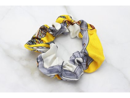 Scrunchie Žlto-sivo-biela