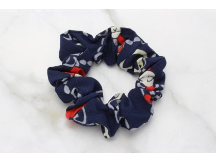 Scrunchie Tmavomodrá vzorovaná