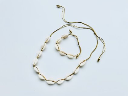 Súprava - Mušľový choker a náramok Gold
