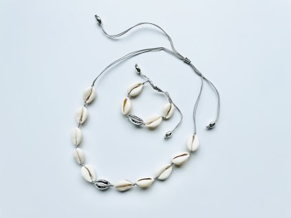 Súprava - Mušľový choker a náramok Silver