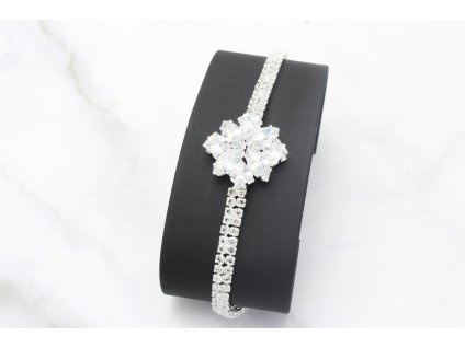 Štrasový náramok Silver Flower