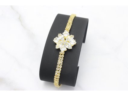 Štrasový náramok Gold Flower