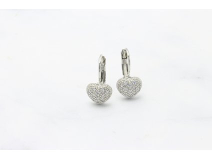 Rhodiované náušnice Heart Silver Crystal