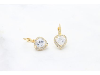 Rhodiované náušnice White Heart Crystal