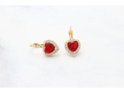 13956 rhodiovane nausnice red heart crystal