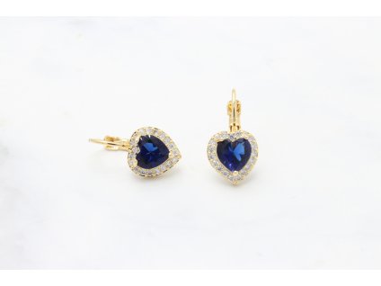 13962 rhodiovane nausnice blue heart crystal