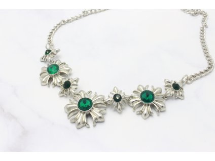 Strieborný náhrdelník Emerald flower