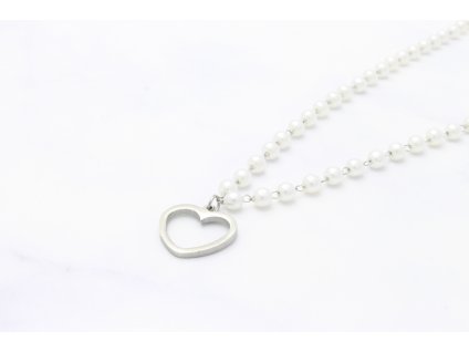 17227 perlickova retiazka z chirurgickej ocele heart silver