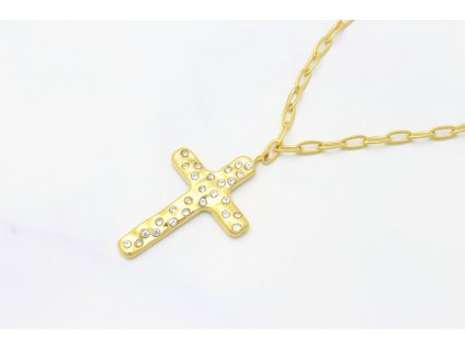 Zlatá retiazka z chirurgickej ocele s príveskom Krížik / 7