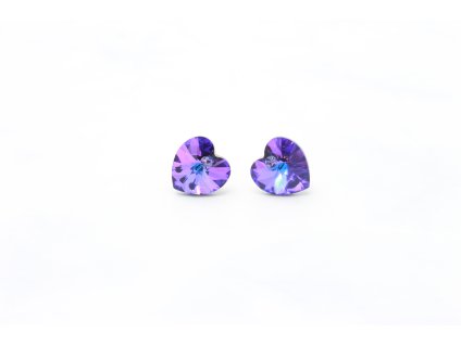 Exkluzívne náušnice Swarovski Elements / Modro fialové srdiečko