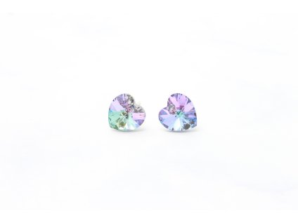 Exkluzívne náušnice Swarovski Elements / Fialovo modré srdiečko