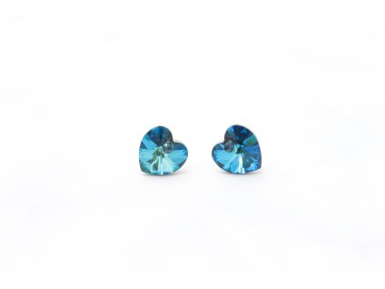 Exkluzívne náušnice Swarovski Elements / Tyrkysové srdiečko