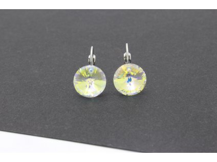 Exkluzívne náušnice Swarovski Elements / Číry kamienok s farebným odleskom