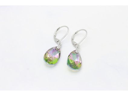 Exkluzívne náušnice Swarovski Elements / Fialovo zelené Slzy