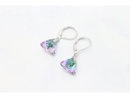Exkluzívne náušnice Swarovski Elements / Fialovo modré Trojuholníky