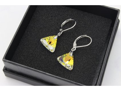 Exkluzívne náušnice Swarovski Elements / Číre Trojuholníky s farebným odleskom