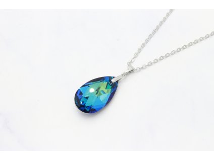 Rhodiovaná retiazka s kryštálom Swarovski Elements / Tyrkysový