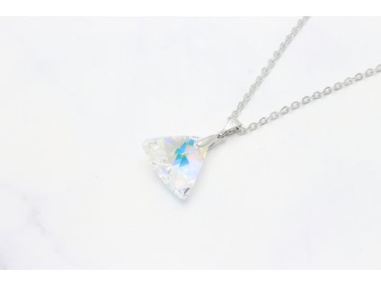 Rhodiovaná retiazka s kryštálom Swarovski Elements / Číry s farebným odleskom