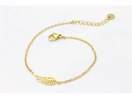 Jemný zlatý náramok z chirurgickej ocele Anjelské krídlo