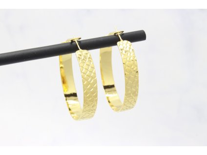 Náušnice kruhy z chirurgickej ocele Hadí vzor Gold