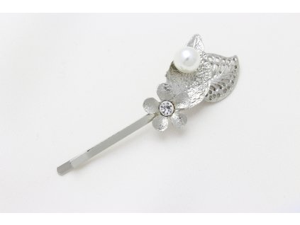 Sponka Flower Pearl Silver
