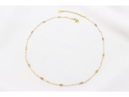 Korálkový náhrdelník kombinovaný s chirurgickou oceľou Gold Elie