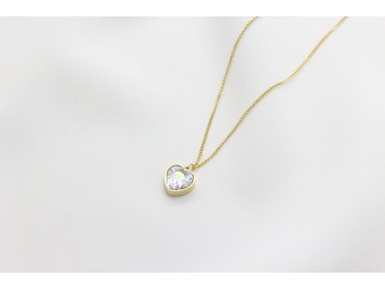 Retiazka z chirurgickej ocele s príveskom Crystal Heart Gold
