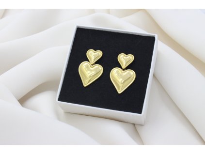 Náušnice z chirurgickej Two Hearts Gold