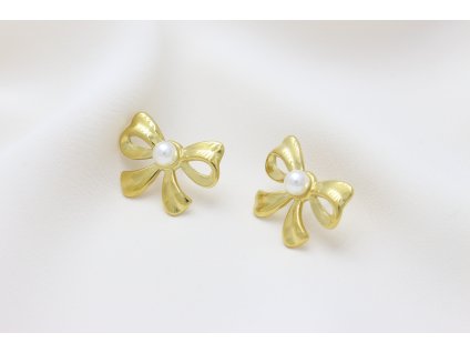 Náušnice z chirurgickej ocele Bow Gold