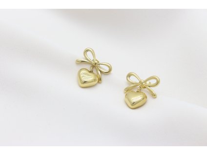 Náušnice z chirurgickej ocele BOW HEART GOLD