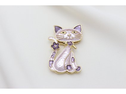 Magnetická brošňa Purple Cat