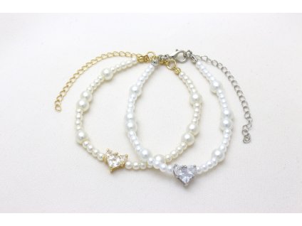 Perlový náramok Heart Crystal / 2 prevedenia