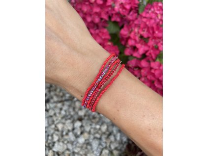 Kamienkovo korálkový náramok Red