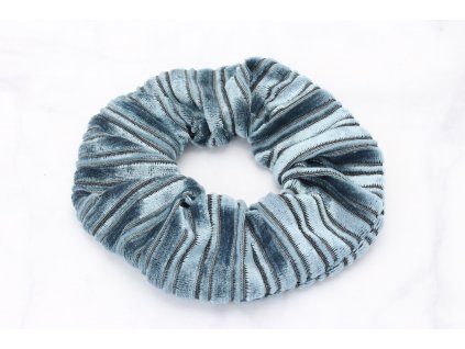 Scrunchie semišová v tyrkysovej farbe