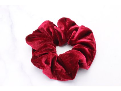Scrunchie semišová v bordovej farbe