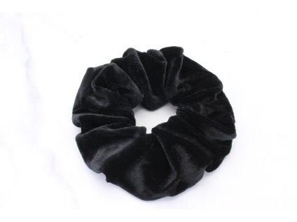 Scrunchie semišová v čiernej farbe