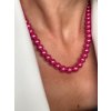 Cyklámenový perlový náhrdelník