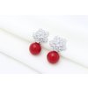 Náušnice Crystal Quality Flower with Pearl Red